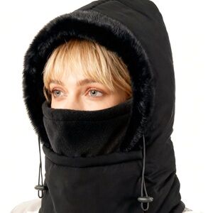 Black Hooded Ski Mask/Winter Scarf & Hood